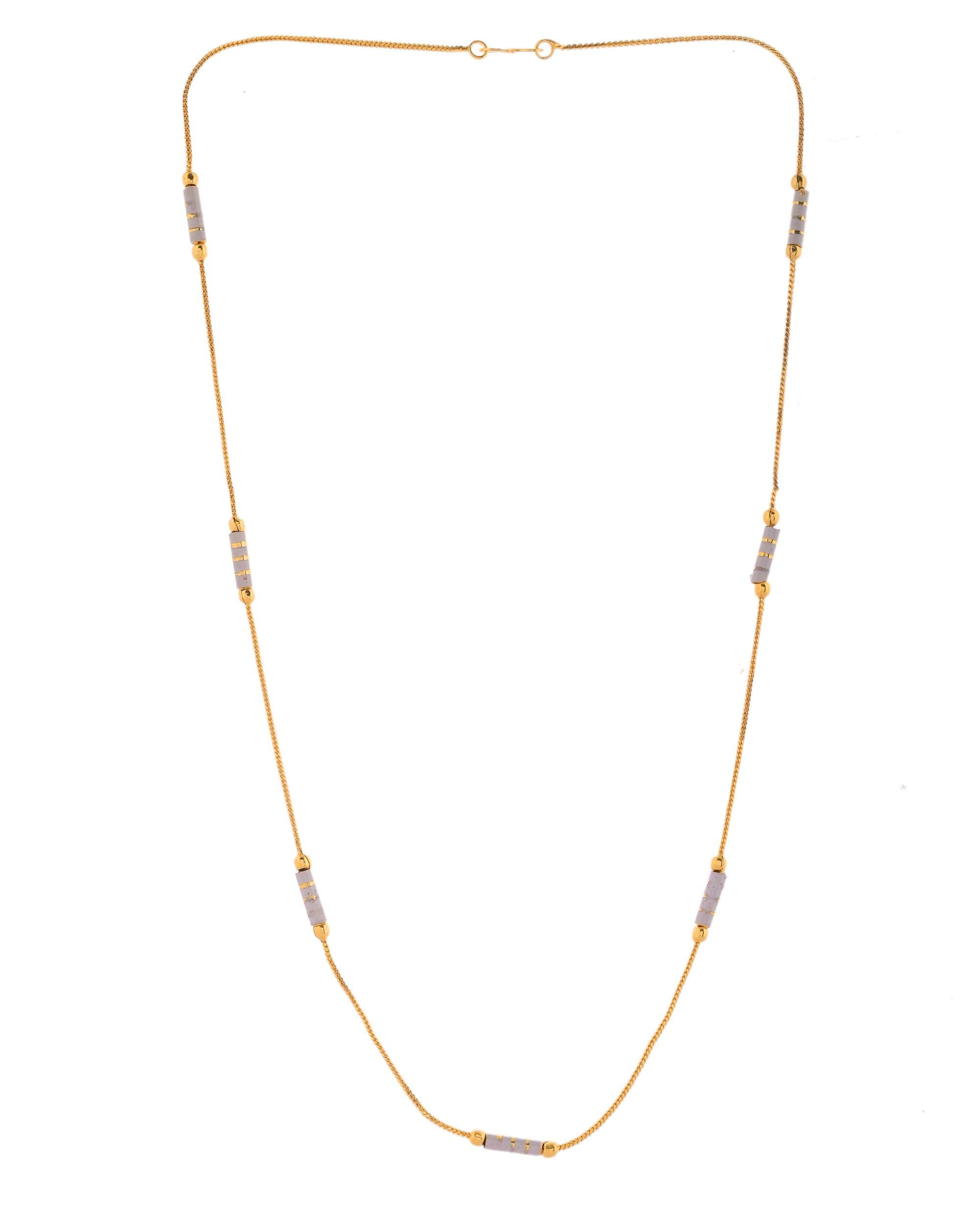 Jewels Nest Dual-Tone Cylinder Beads Gold Chain
