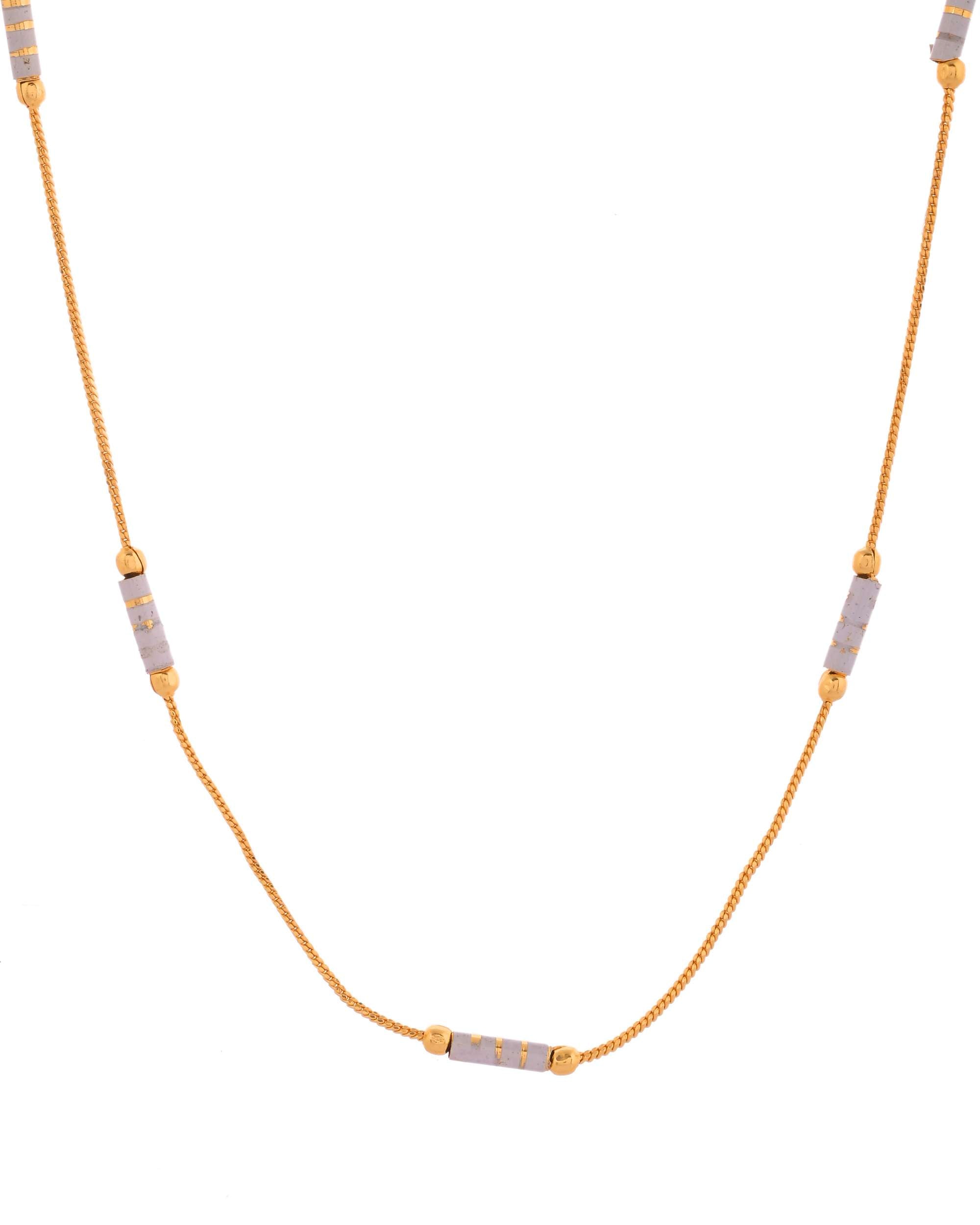 Jewels Nest Dual-Tone Cylinder Beads Gold Chain