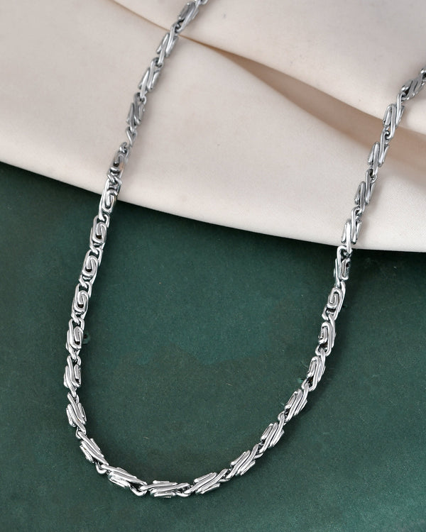 Jewels Nest Men's Silver-Tone Stainless Steel Self-Design Link Chain - Distacart