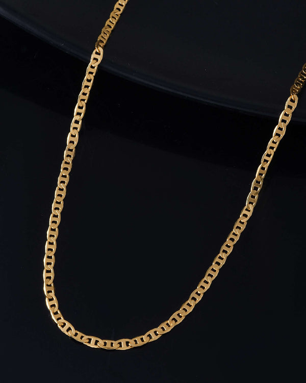 Jewels Nest Classic Glossy Gold-Tone Flat Chain for Men & Women
