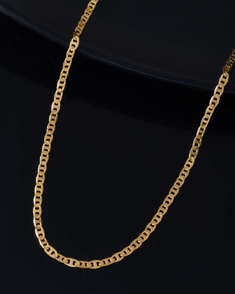 Jewels Nest Classic Glossy Gold-Tone Flat Chain for Men & Women