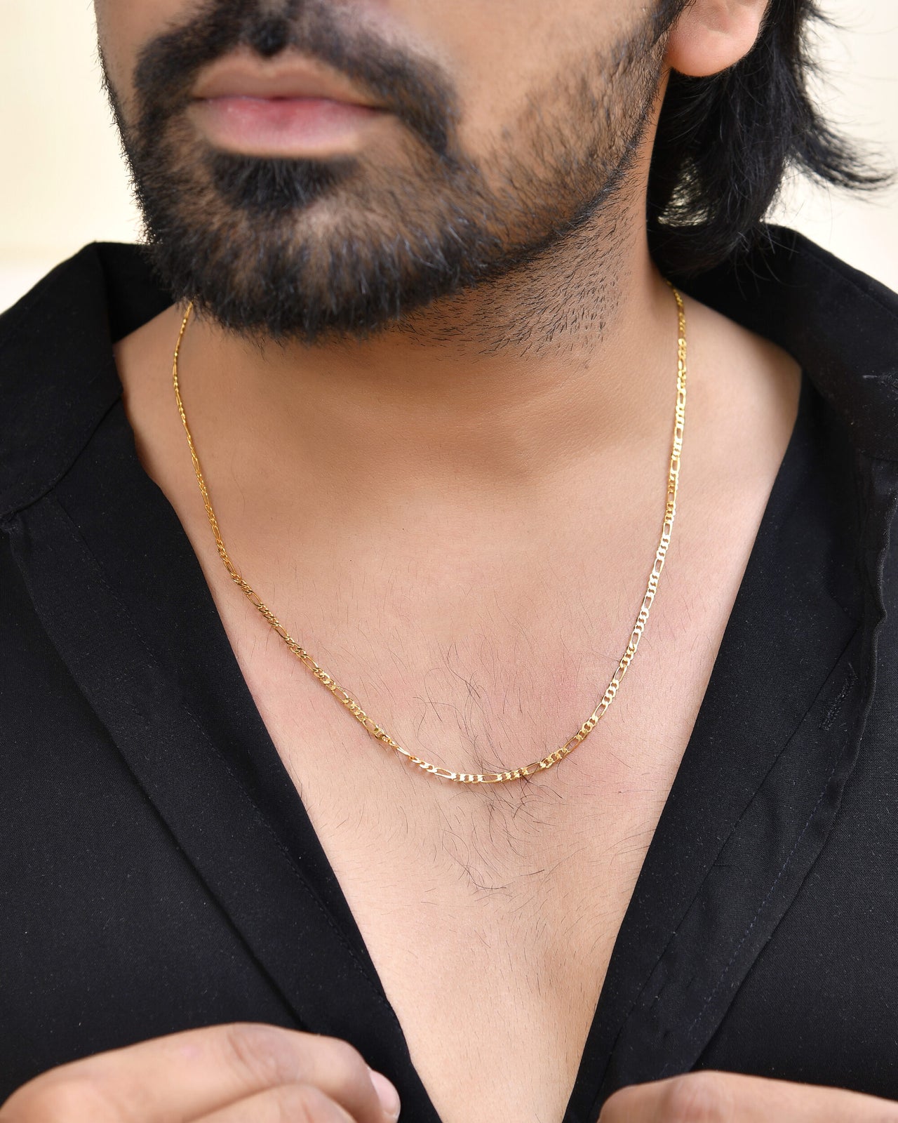Jewels Nest Men’s Gold-Plated Stainless Steel Figaro Chain