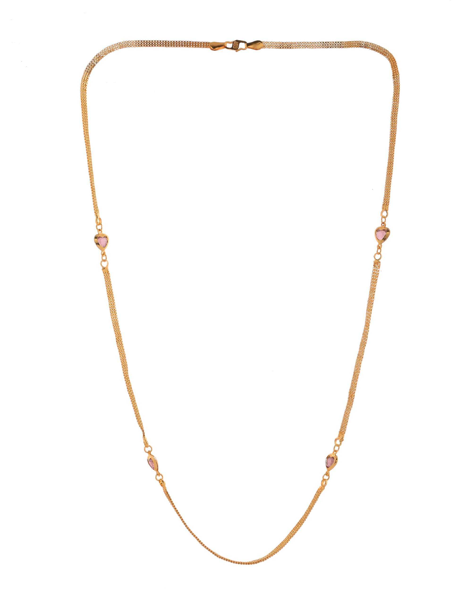 Jewels Nest Gold Plated Chain with Purple Heart Charms – Romantic Design