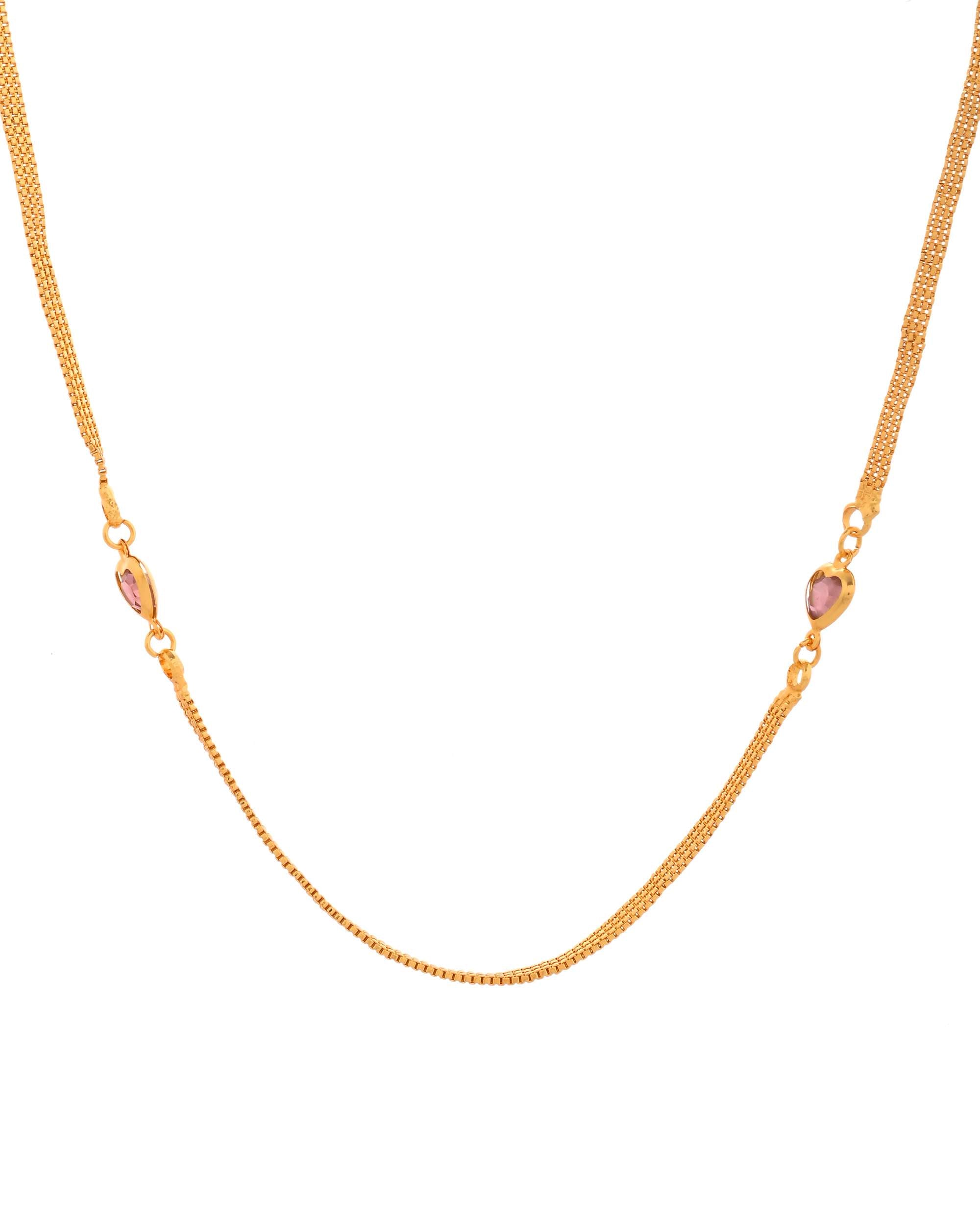 Jewels Nest Gold Plated Chain with Purple Heart Charms – Romantic Design