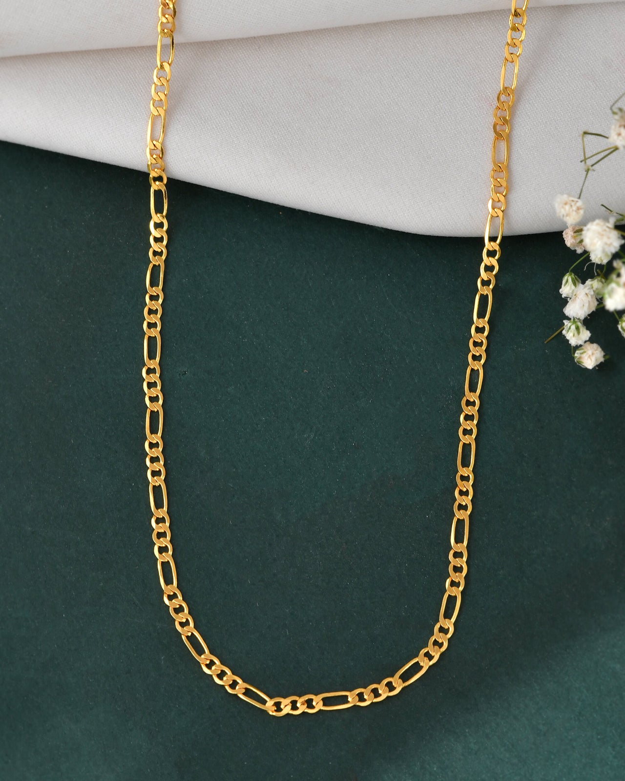 Jewels Nest Men’s Gold-Plated Stainless Steel Figaro Chain