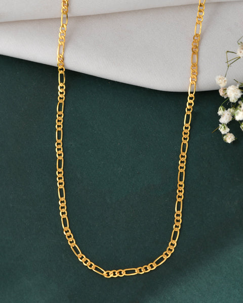Jewels Nest Men’s Gold-Plated Stainless Steel Figaro Chain