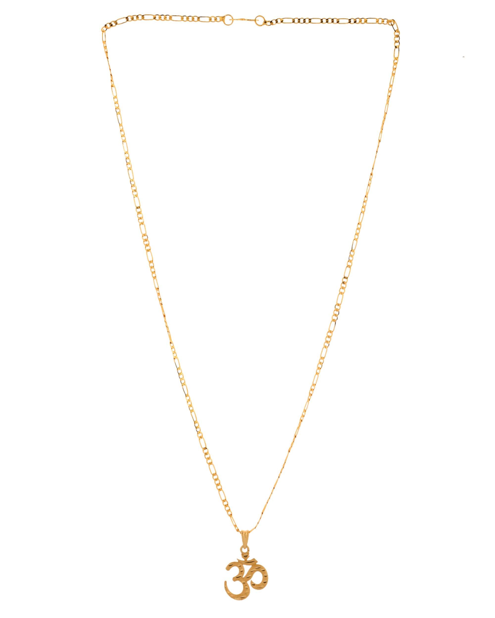 Jewels Nest Gold-Toned Om Pendant Chain for Men & Women | Devotional Lord Shiva Jewelry