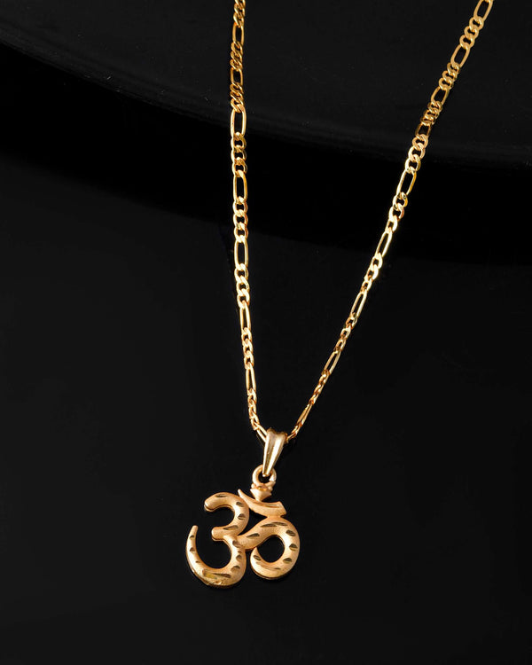 Jewels Nest Gold-Toned Om Pendant Chain for Men & Women | Devotional Lord Shiva Jewelry
