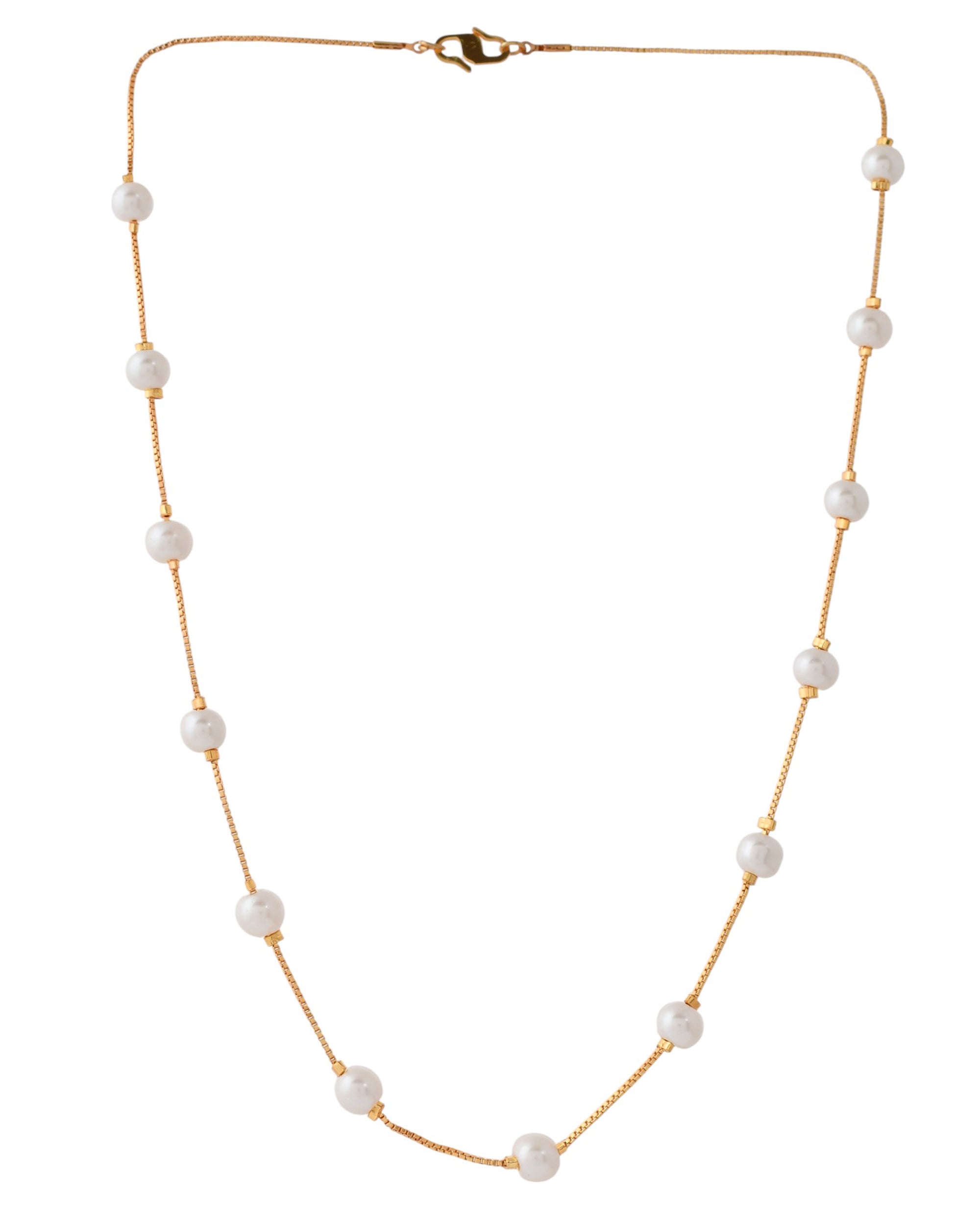 Jewels Nest Elegant Gold-Polished Pearl Chain Necklace – Timeless & Classic - Distacart