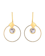 Thumbnail for Jewels Nest Gold-Tone Hoop Earrings with Square Crystal Detailing - Distacart