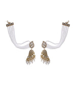 Thumbnail for Jewels Nest Grand Traditional Gold and Pearl Jhumka Earrings with Kundan and Layered Pearl Strings - Distacart