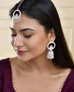 Thumbnail for Jewels Nest Silver-Plated Crystal Embellished Jhumka Earrings with Circular Hoops - Distacart