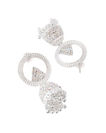 Thumbnail for Jewels Nest Silver-Plated Crystal Embellished Jhumka Earrings with Circular Hoops - Distacart