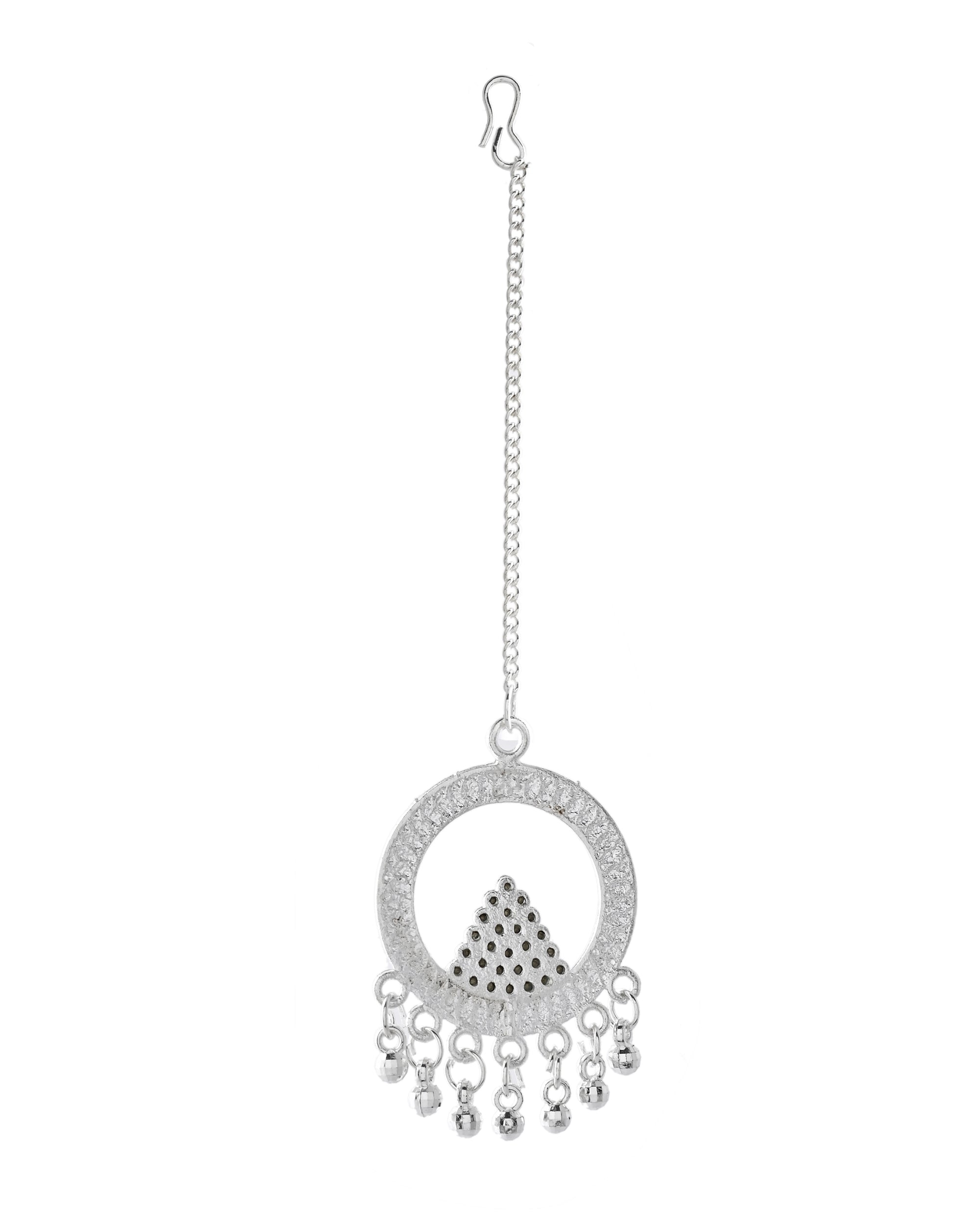 Jewels Nest Silver-Plated Crystal Embellished Jhumka Earrings with Circular Hoops - Distacart