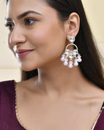 Thumbnail for Jewels Nest Gold-Polished Hoop Earrings with Kundan and Pearl Hangings - Distacart