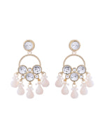 Thumbnail for Jewels Nest Gold-Polished Hoop Earrings with Kundan and Pearl Hangings - Distacart
