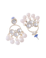 Thumbnail for Jewels Nest Gold-Polished Hoop Earrings with Kundan and Pearl Hangings - Distacart