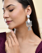 Thumbnail for Jewels Nest Oxidized Silver Half Moon Jhumka Earrings with Intricate Design - Distacart