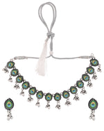 Thumbnail for Jewels Nest Oxidised Silver Peacock Feather Necklace with Matching Earrings Set