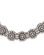 Thumbnail for Jewels Nest Oxidised Silver Floral Necklace – Tribal Choker for Ethnic & Fusion Wear