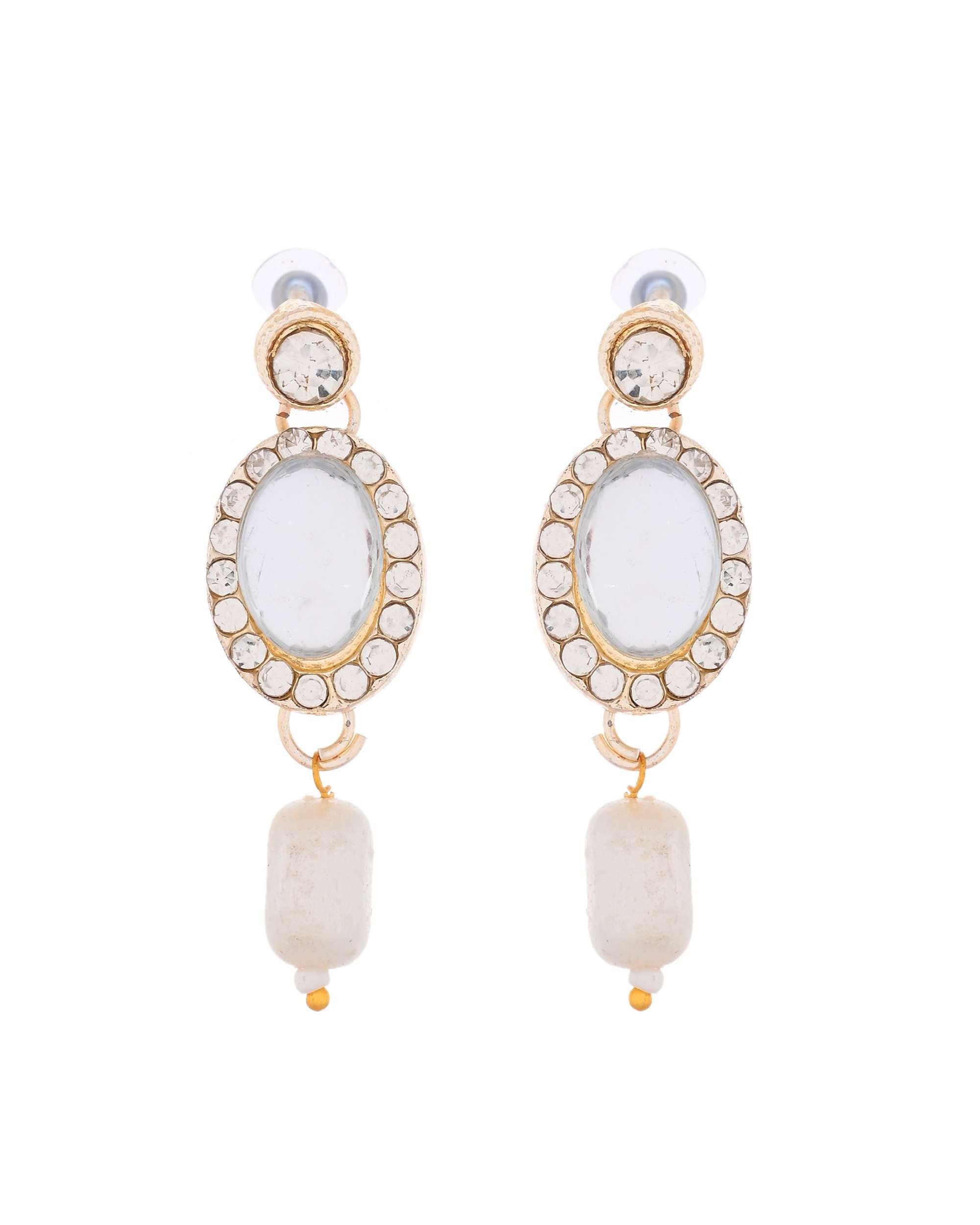 Jewels Nest Elegant White Stone & Pearl Choker Necklace Set with Earrings – Bridal & Festive Wear