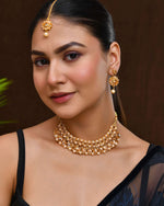 Thumbnail for Jewels Nest Gold-Plated Kundan-Style Choker Necklace Set with Pearls & Earrings – Ethnic Wedding Jewellery