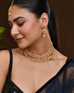 Thumbnail for Jewels Nest Gold-Plated Kundan-Style Choker Necklace Set with Pearls & Earrings – Ethnic Wedding Jewellery