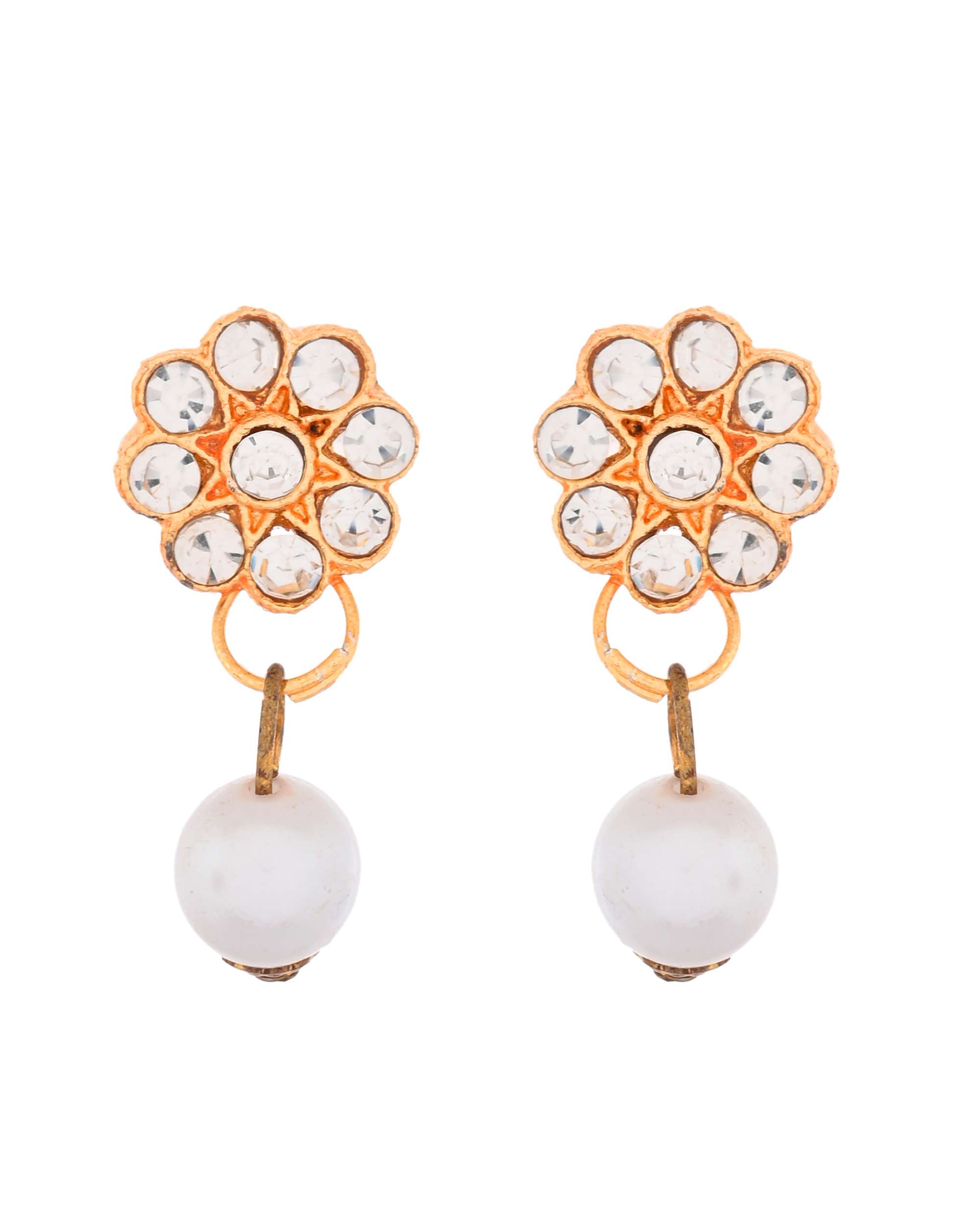 Jewels Nest Gold-Plated American Diamond Studded & Beaded Choker Jewellery Set