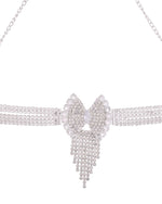 Thumbnail for Jewels Nest American Diamond-Studded & Pearl Droplet Silver Choker Set