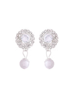 Thumbnail for Jewels Nest American Diamond-Studded & Pearl Droplet Silver Choker Set