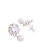 Thumbnail for Jewels Nest American Diamond-Studded & Pearl Droplet Silver Choker Set