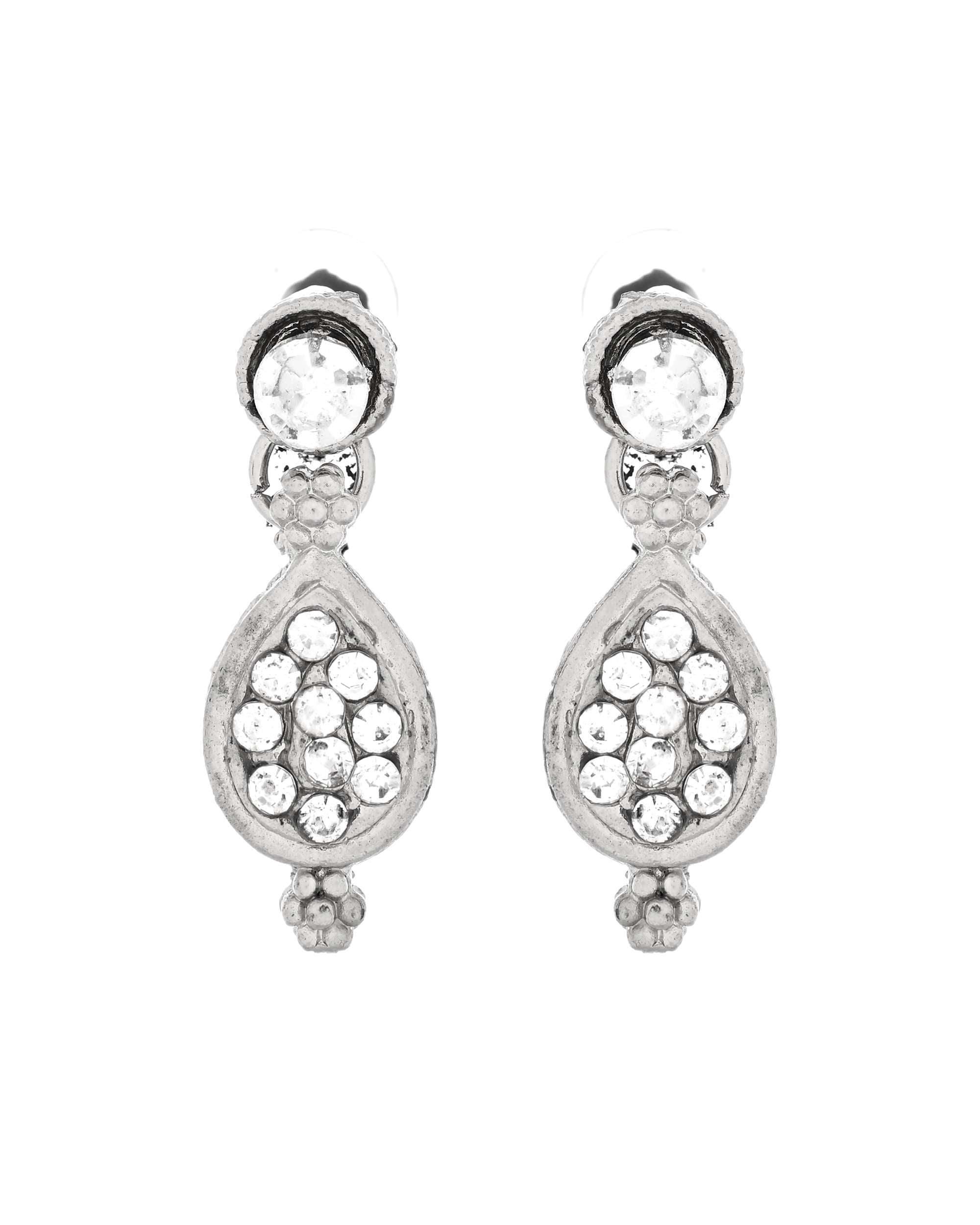 Jewels Nest Silver-Plated AD Studded Traditional Necklace Set for Women