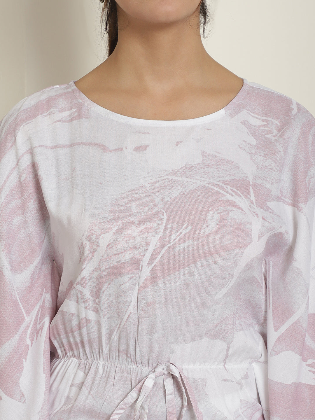 Indian Needle Women's Light-Purple Tie Dye Printed Rayon Kaftan Tunic With Trousers - Light-Purple - Distacart