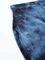 Thumbnail for Jainish Women's Navy Blue Tie Dye Printed Rayon Kaftan Tunic With Trousers - Distacart