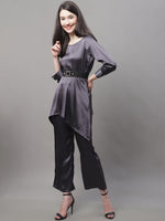 Thumbnail for Jainish Women's stylish Co-ords with belt - JCharcoal - Distacart