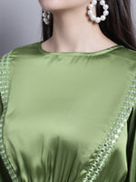 Thumbnail for Jainish Women's WoEmbroidered A-line Top and Trouser With Belt - Green - Distacart