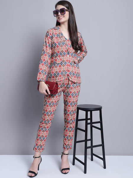 Jainish Women's WoDigital Printed Crop Top and Jacket Set - Red - Distacart