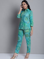 Thumbnail for Jainish Women's WoGreen Printed Shirt and Trouser Co-ords Set - Distacart