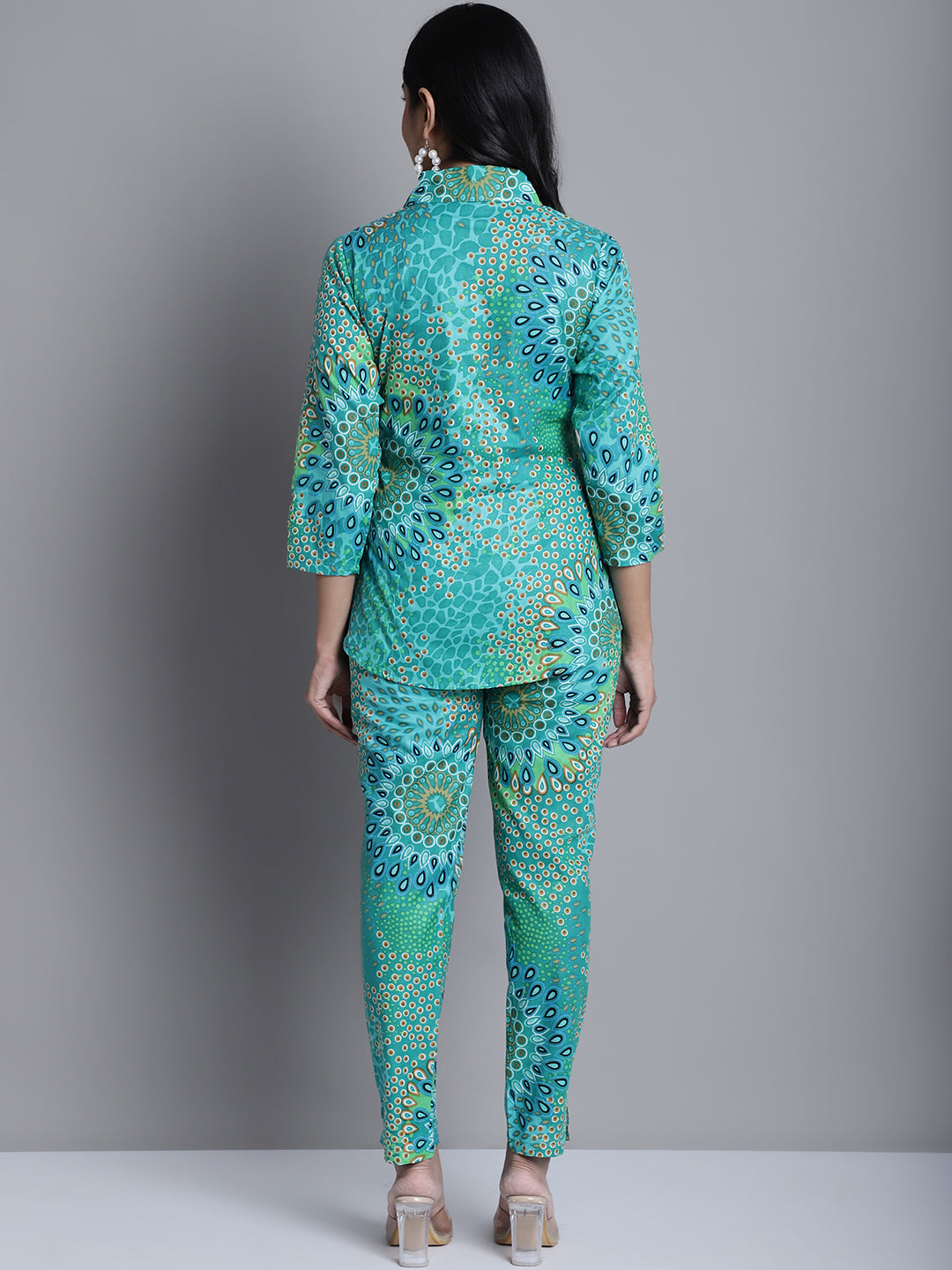 Jainish Women's WoGreen Printed Shirt and Trouser Co-ords Set - Distacart