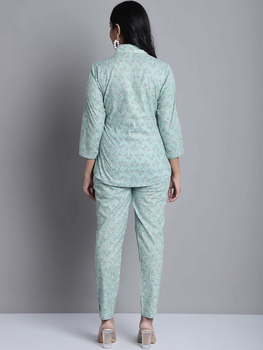 Jainish Women's WoLime Green Printed Shirt and Trouser Co-ords Set - Distacart