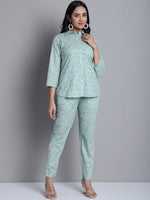 Thumbnail for Jainish Women's WoLime Green Printed Shirt and Trouser Co-ords Set - Distacart