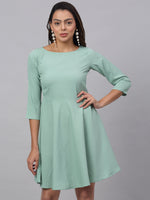 Thumbnail for Jainish Women's Green A-Line Dress - Distacart