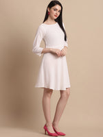 Thumbnail for Jainish Women's White Solid A-Line Dress - Distacart
