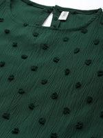 Thumbnail for Jainish Women's Georgette Puff Sleeves Tiered Dress - Green - Distacart