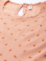 Thumbnail for Jainish Women's Georgette Puff Sleeves Tiered Dress - Peach - Distacart