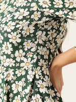 Thumbnail for Jainish Women's Floral Print Puff Sleeves Crepe Midi Dress - Distacart