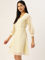 Thumbnail for Jainish Women's Off-White A-Line Cotton Dress - Distacart