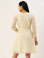 Thumbnail for Jainish Women's Off-White A-Line Cotton Dress - Distacart