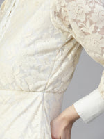 Thumbnail for Jainish Women's Cream Net Tiered Dress - Distacart