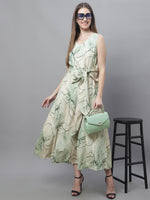 Thumbnail for Jainish Women's Green Printed A-Line Dresses - Distacart